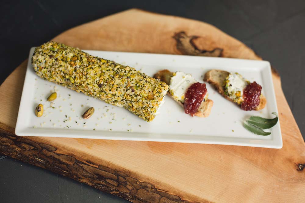 Peace Naturals Foods Recipe For Crusted Goats Cheese With Chia Seeds.