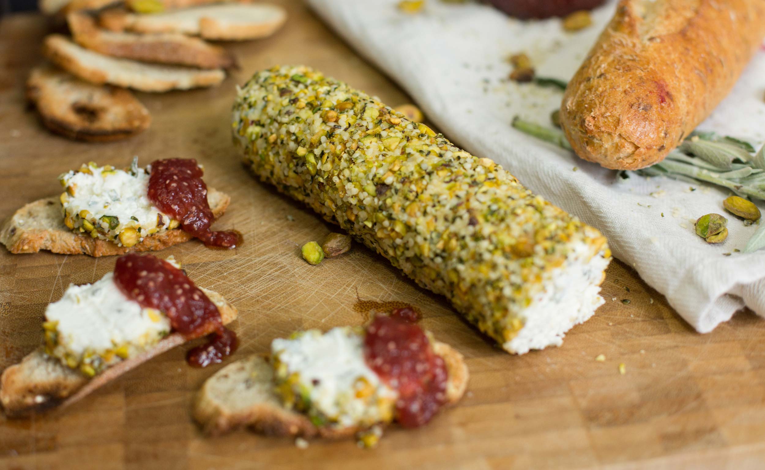 Crusted Goats Cheese With Chia Seeds From Peace Naturals Foods.